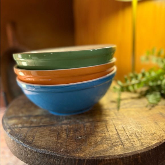 VINTAGE Molly Stone Designs Vitrified Ceramic Bowls Blue,...